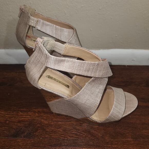 BCBGeneration Rando Rosewood Satin Raffia Wedges with box, Size 10 QWWQWWW - Picture 3 of 9
